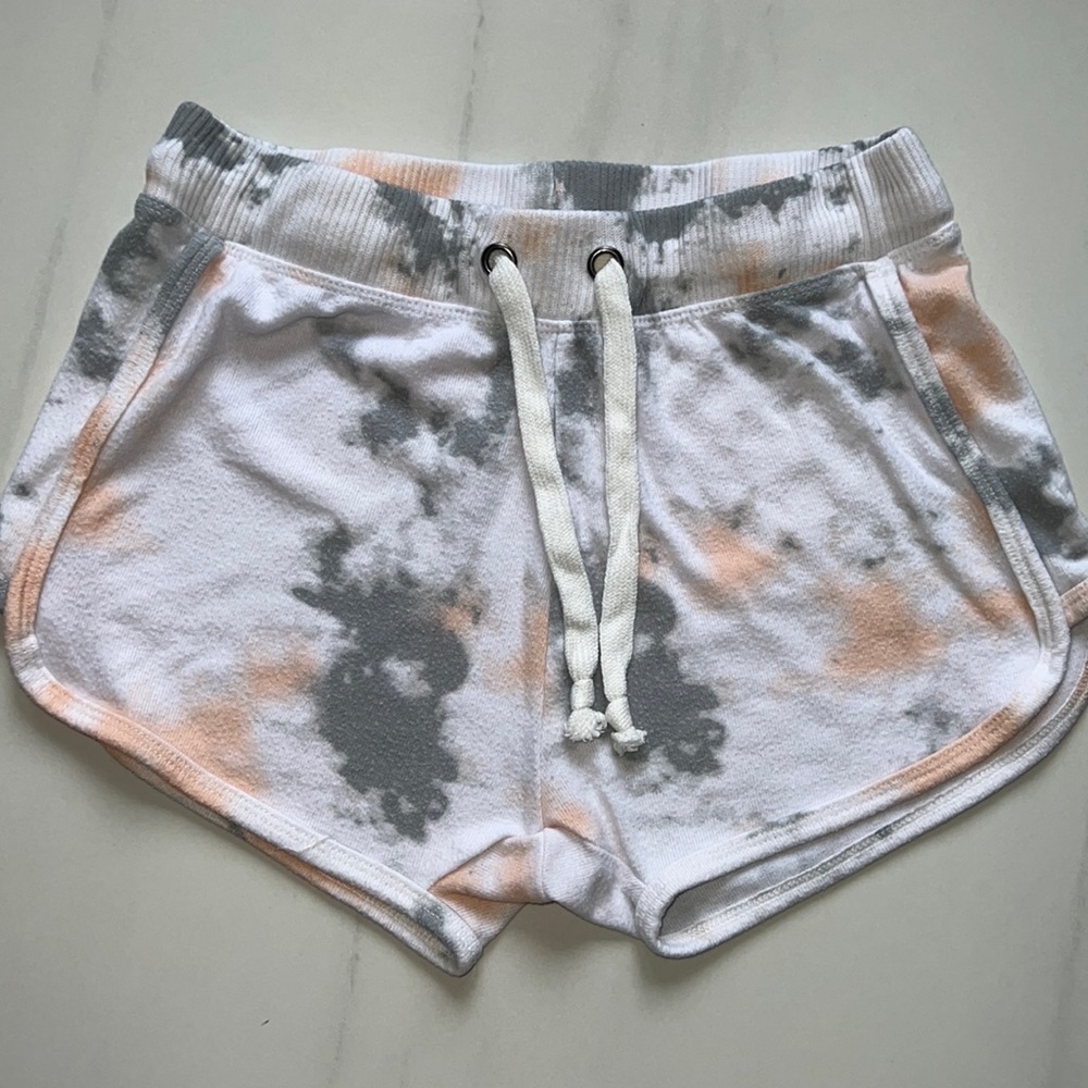 Gray and Peach Vintage Havana Tie Dye Shorts with Drawstring Waist Size S - Picture 4 of 4